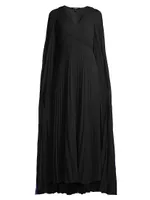 Joelle Plissé Cape Maxi Dress