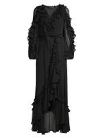 Leah Ruffle Long-Sleeve Maxi Dress