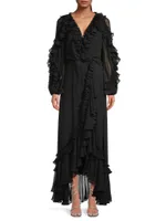 Leah Ruffle Long-Sleeve Maxi Dress