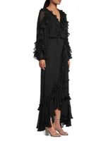 Leah Ruffle Long-Sleeve Maxi Dress