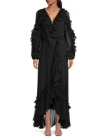 Leah Ruffle Long-Sleeve Maxi Dress