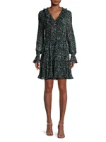 Valentina Pleated Long-Sleeve Minidress