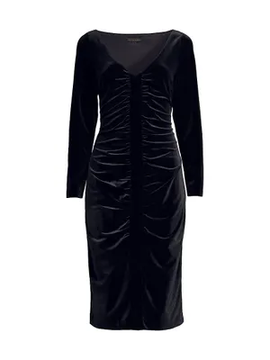 Main Event Ruched Velvet Midi-Dress