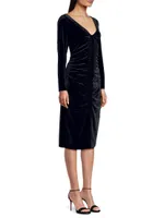 Main Event Ruched Velvet Midi-Dress