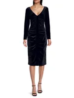 Main Event Ruched Velvet Midi-Dress