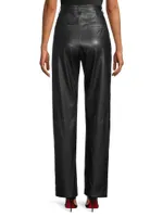 Vintage Glam Belted Faux Leather Pants