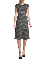 City Mist Tweed Sheath Midi-Dress