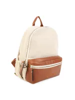 Girl's Logo Cotton & Leather Backpack