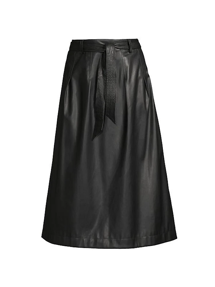 City Mist Vegan Leather Midi-Skirt