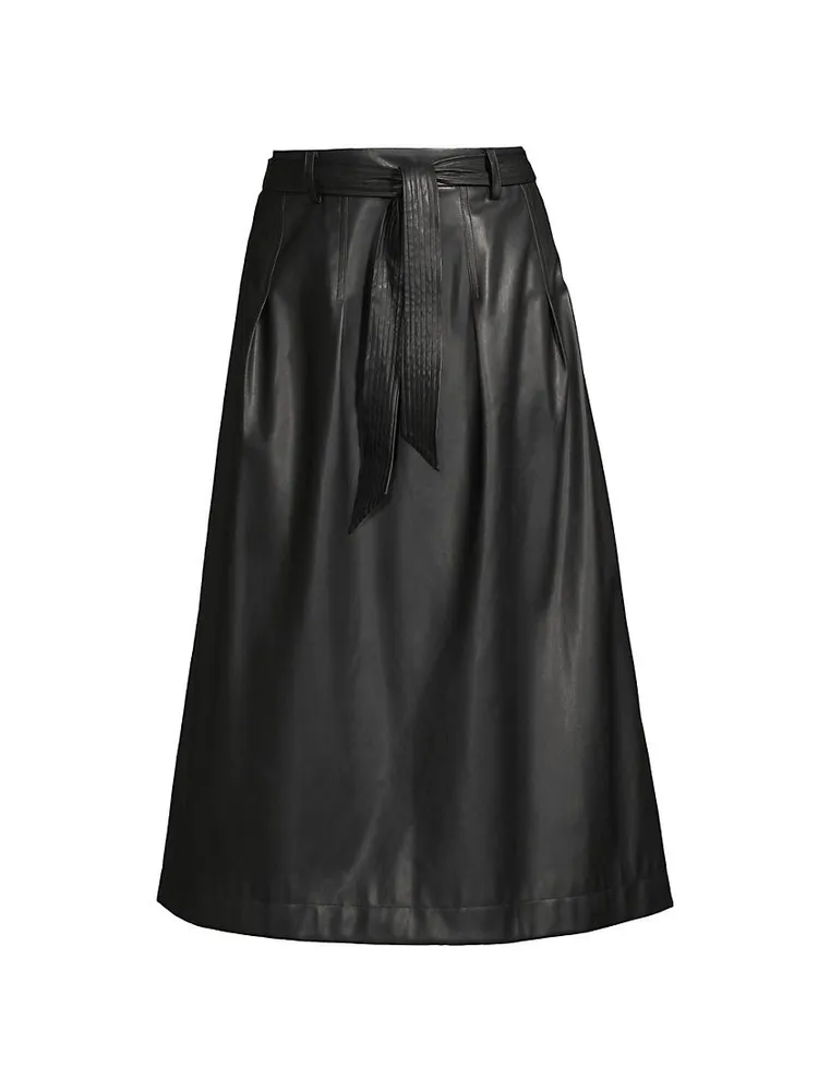 City Mist Vegan Leather Midi-Skirt