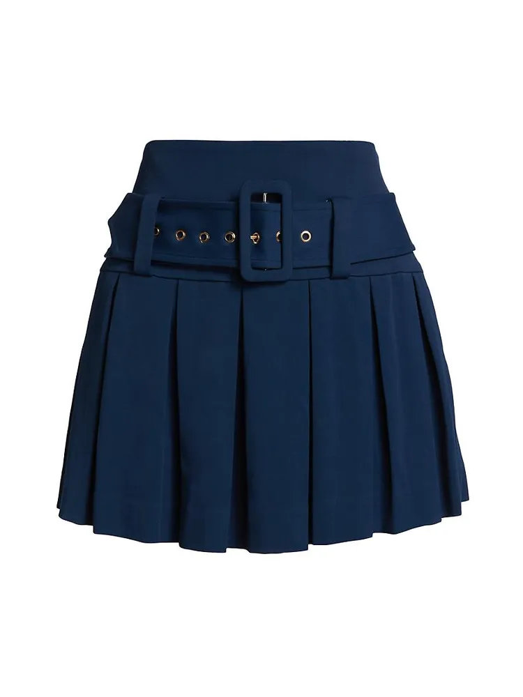 Caroline Belted Pleated Miniskirt