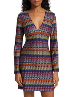 Maya Zigzag Flare-Sleeve Minidress