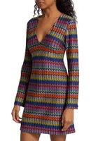 Maya Zigzag Flare-Sleeve Minidress