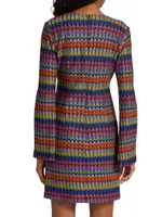 Maya Zigzag Flare-Sleeve Minidress