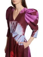 Dami Hand-Dyed Puff-Sleeve Maxi Dress