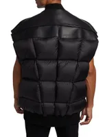 Jumbo Flight Leather-Trimmed Puffer Vest