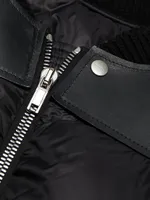 Jumbo Flight Leather-Trimmed Puffer Vest