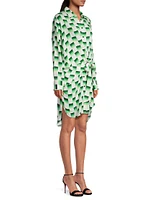 Odyssey Checkered Silk Knee-Length Dress