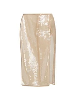 Sheer Sequined Pencil Skirt