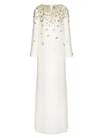 Embroidered Crepe Couture Evening Dress