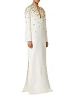 Embroidered Crepe Couture Evening Dress