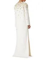 Embroidered Crepe Couture Evening Dress