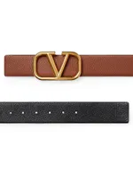 Vlogo Signature Reversible Elk-Print Calfskin Belt 40 MM