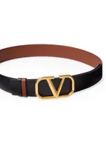 Vlogo Signature Reversible Elk-Print Calfskin Belt 40 MM