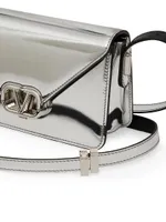 Small Valentino Garavani Shoulder Letter Bag In Mirror-effect Calfskin