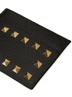 Rockstud Grainy Calfskin Cardholder