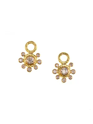 Stone 19K Yellow Gold & 0.92 TCW Diamond Earring Charms