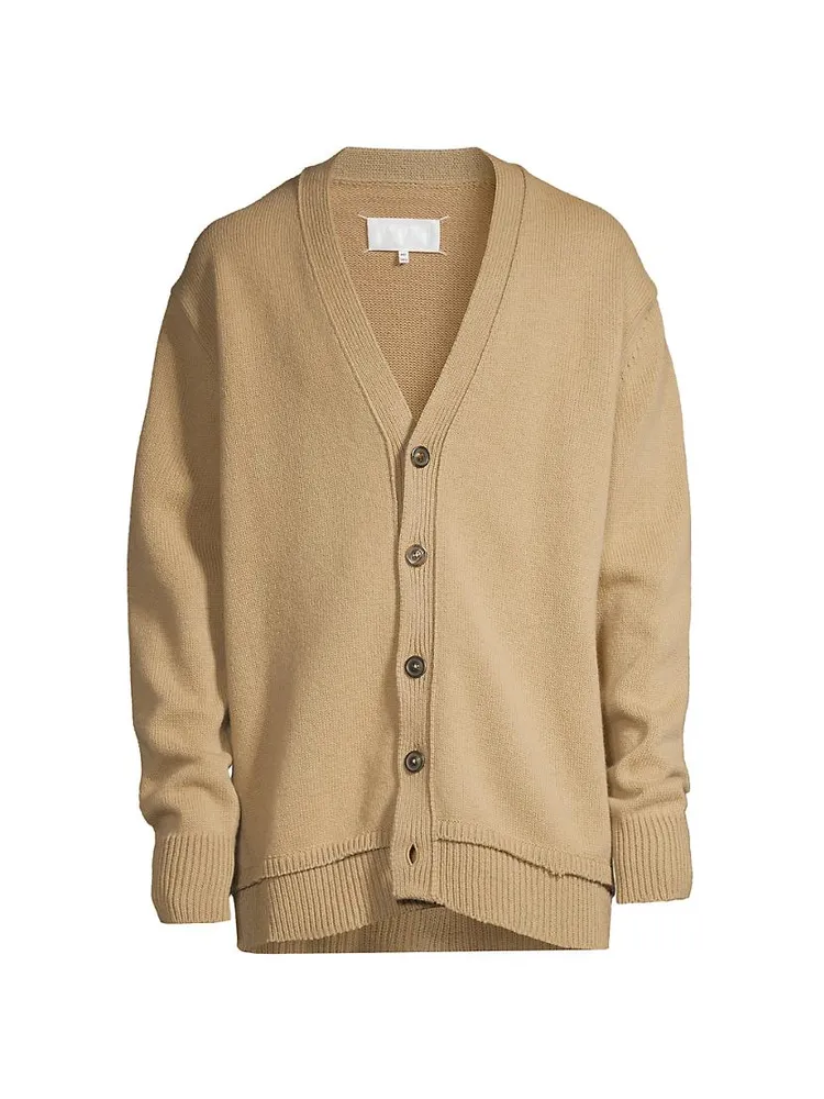 Wool & Linen-Blend Button-Front Cardigan