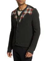 Paneled Wool Cardigan