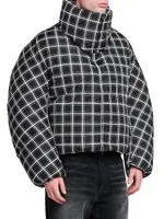 Windowpane Plaid Puffer Jacket