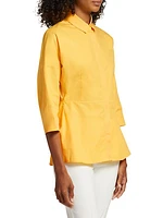 Poplin Three-Quarter-Length Bell Sleeve Blouse