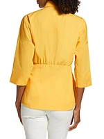 Poplin Three-Quarter-Length Bell Sleeve Blouse