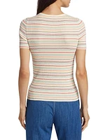 Striped Rib-Knit Short-Sleeve T-Shirt