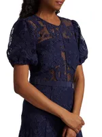 Short-Sleeve Lace Midi-Dress