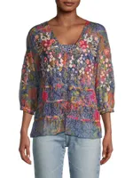 Locust Mesh Floral Tiered Blouse