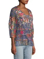 Locust Mesh Floral Tiered Blouse