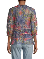 Locust Mesh Floral Tiered Blouse