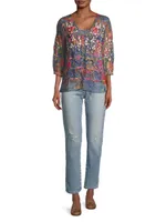 Locust Mesh Floral Tiered Blouse