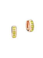 Iconica 18K Rose Gold & Peridot Oval Huggie Hoop Earrings