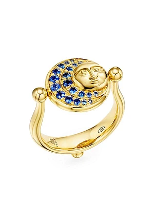 Celestial Eclipse 18K Yellow Gold, Sapphire & Ruby Swivel Ring