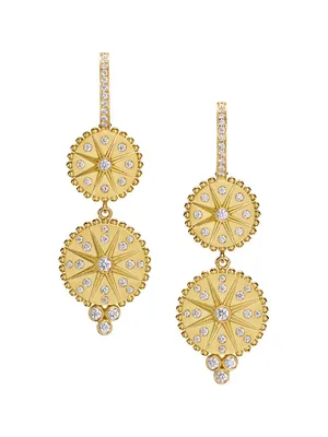 Celestial Orbit 18K Yellow Gold & 0.67 TCW Diamond Double-Drop Earrings