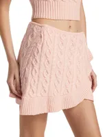 Gemma Cable-Knit Wrap Miniskirt