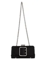 Nolan Satin Pave Buckle Clutch