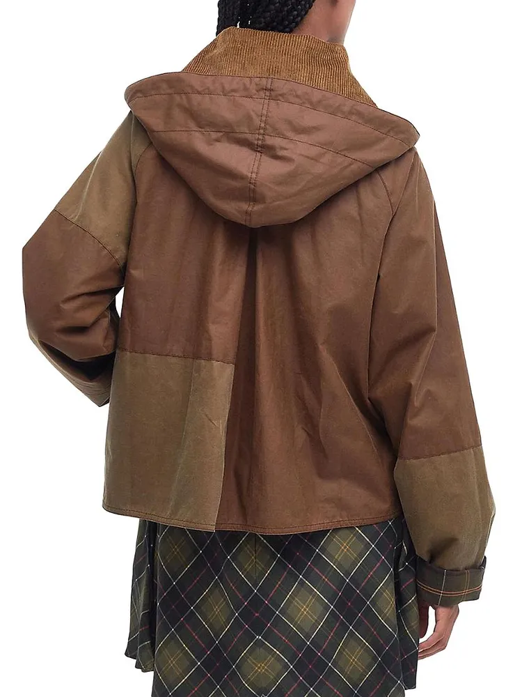 Barbour x Ganni Block Spey Patchwork Waxed Cotton Jacket