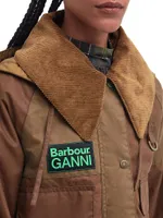 Barbour x Ganni Block Spey Patchwork Waxed Cotton Jacket