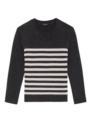 Striped Shrunken Crewneck Sweater